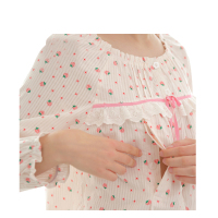 添香薄款小草莓居家服纱布纯棉长短袖月子服孕妇产后哺乳睡衣 20127