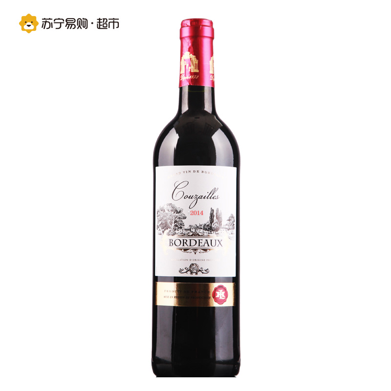 [苏宁超市]法国原瓶原装进口库赞伊城堡波尔多干红葡萄酒750ml高清大图