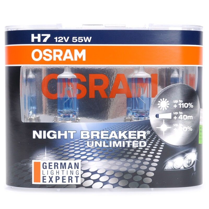 欧司朗(OSRAM)汽车照明夜行者三代 H7汽车灯泡 [增亮110%,色温3900K]12V55W宝来/尚酷/甲壳虫