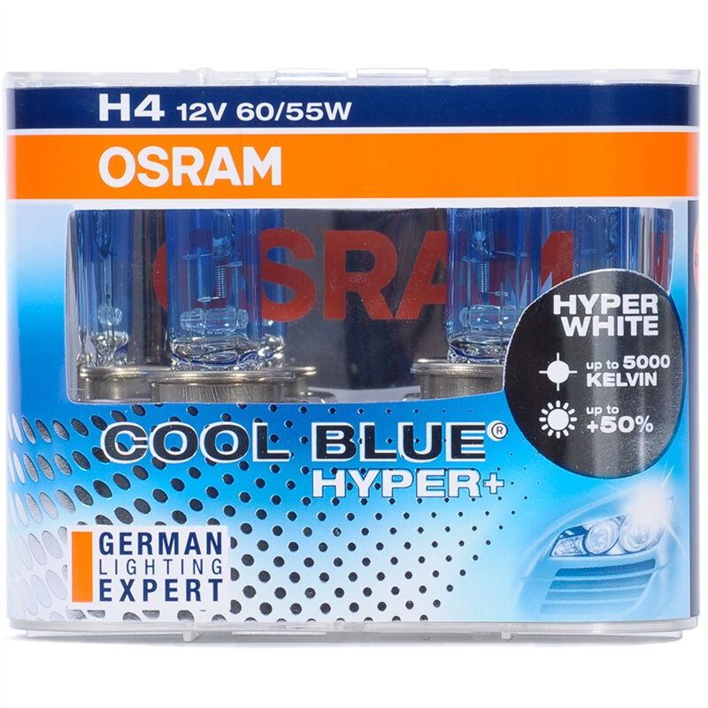 欧司朗(OSRAM)汽车照明亮白系列 H4[增亮50%,色温5000K]12V55/60W
