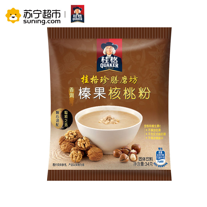 桂格（QUAKER）冲饮 珍膳磨坊榛果核桃粉170g盒装芝麻糊 (34g*5袋) 含糖