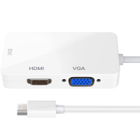 蓝盛(LENTION) MiniDP转VGA/HDMI/DVI三合一转换适配器 苹果笔记本雷电接口视频转接器 转换器