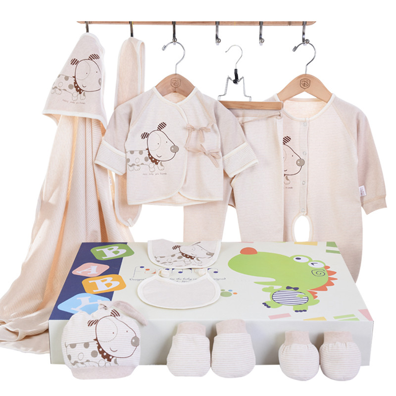 香港亿婴儿 婴儿内衣礼盒彩棉新生儿满月礼盒婴幼儿通用婴儿衣服套装10件套 Y7019高清大图