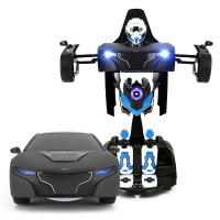 星辉(Rastar)1:14RS战警一键遥控变形汽车机器人带语音遥控车男孩儿童玩具74700黑色