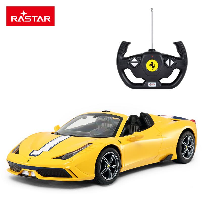 星辉(Rastar)法拉利遥控车跑车男孩儿童玩具模型带喇叭73460黄色图片