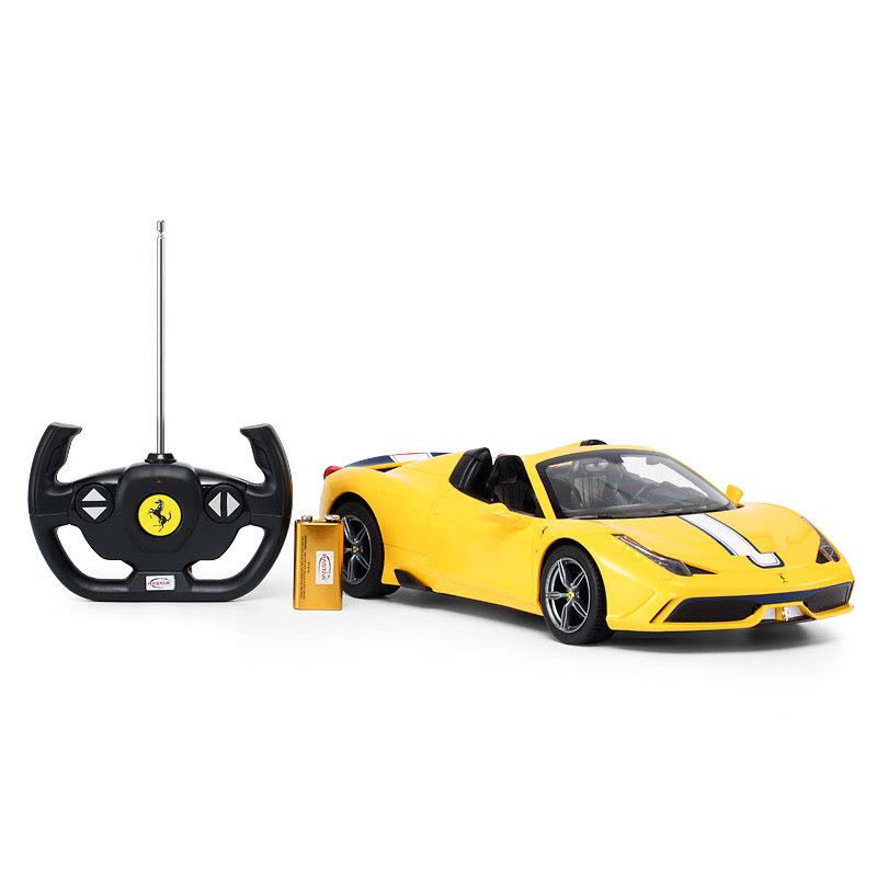 星辉(Rastar)法拉利遥控车跑车男孩儿童玩具模型带喇叭73460黄色图片