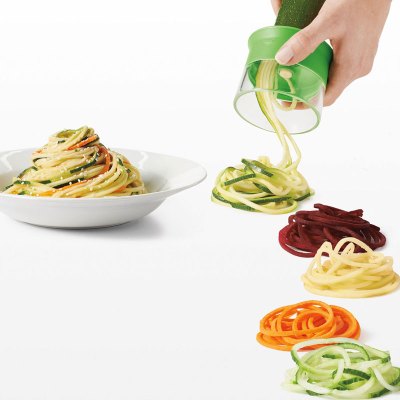 美国奥秀OXO手持式蔬菜螺旋切丝器切长丝器 创意厨房擦丝器可切成面条状长丝食品级不锈钢