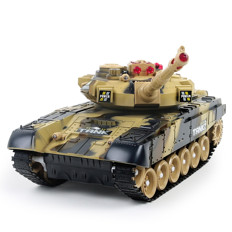 [苏宁自营]勾勾手 遥控车 儿童遥控坦克玩具可对战坦克模型车带仿真声效可发射一键演示 军黄-俄国T90坦克(44CM)高清大图