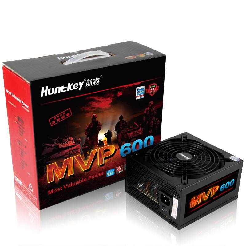 航嘉(Huntkey)额定600W MVP600模组游戏电源 (模组化/主动式PFC/14CM静音风扇/60秒延时冷却)