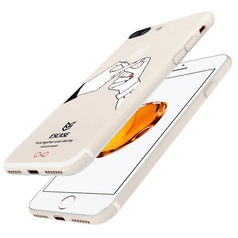 ESCASE 苹果iPhone8Plus手机壳 苹果7Plus手机套插画浮雕 心系一生 赠送钢化膜 /玻璃膜套装图片