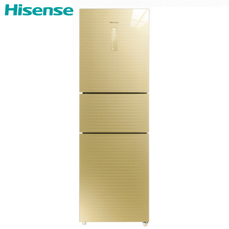 海信(Hisense)BCD-BCD-252WTDG 252升三门冰箱 玻璃面板 风冷无霜 电脑控温(水晶石纹金)