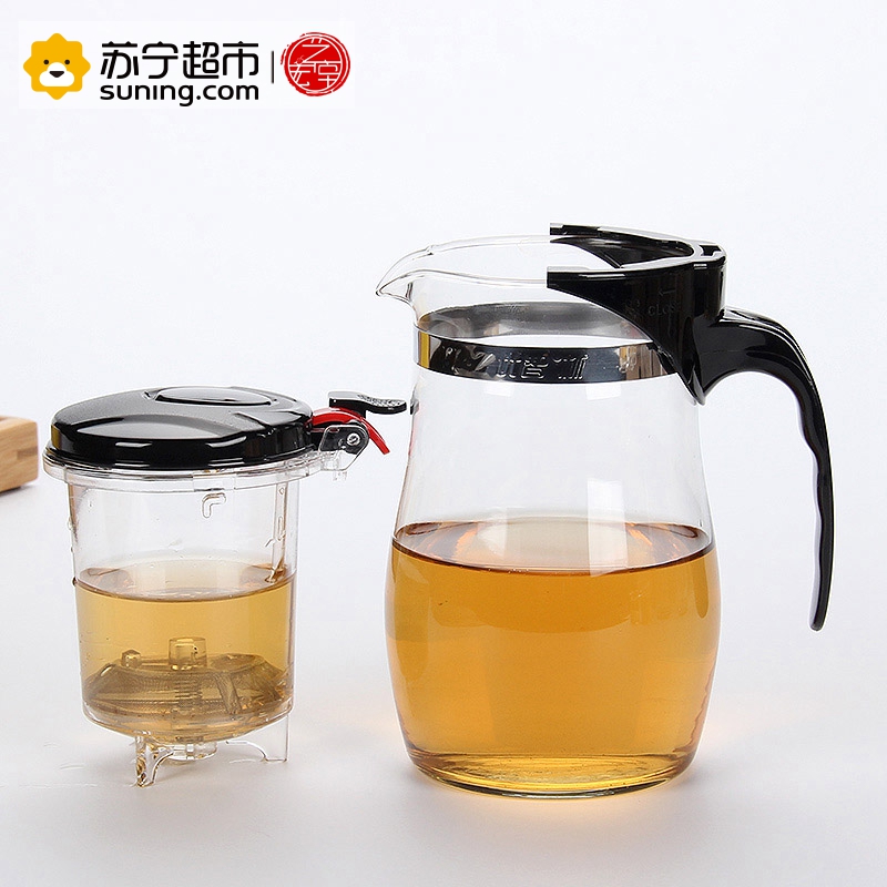 艺宏堂茶具飘逸杯 艺宏堂 耐高温玻璃茶具花茶壶D4-750ml配4个双层杯