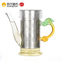 艺宏堂茶具玻璃茶壶 艺宏堂玻璃花茶壶 耐高温玻璃茶具花茶壶 龙把红茶壶250ml