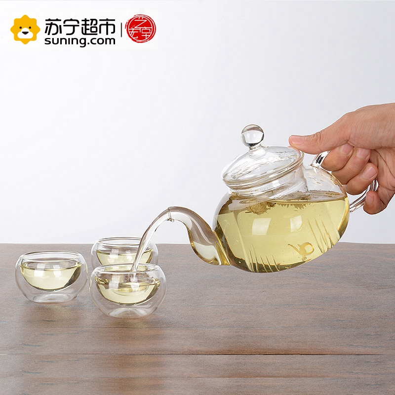 艺宏堂茶具玻璃茶具 艺宏堂玻璃花茶壶 耐高温玻璃茶具 花茶壶玻璃套装高清大图