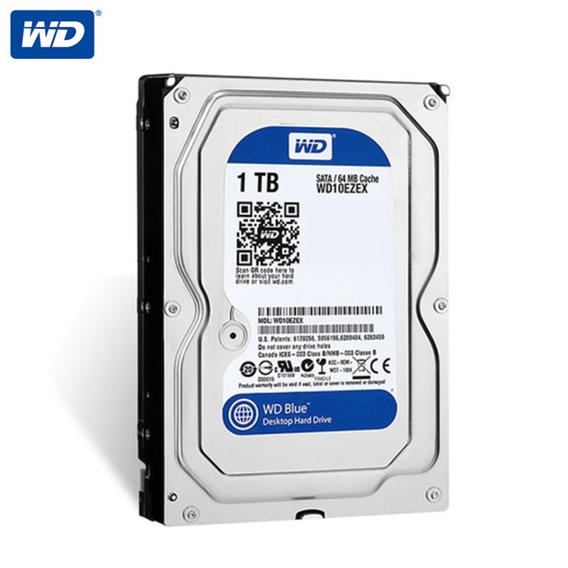 西部数据(WD)蓝盘 1TB SATA6Gb/s 7200转64M 台式机械硬盘(WD10EZEX)