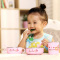 贝瓦 儿童用品1-3岁宝宝金属不锈钢餐具碗杯子勺子(三件套)粉色