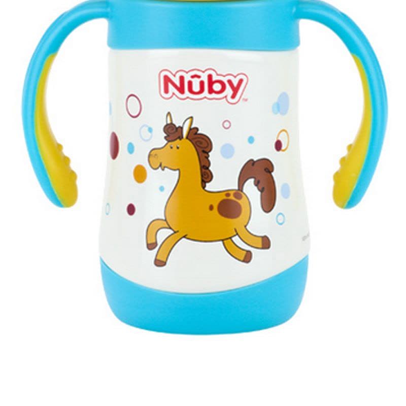 努比(Nuby) 儿童宝宝不锈钢真空保温吸管杯 280ml 便携小马图片