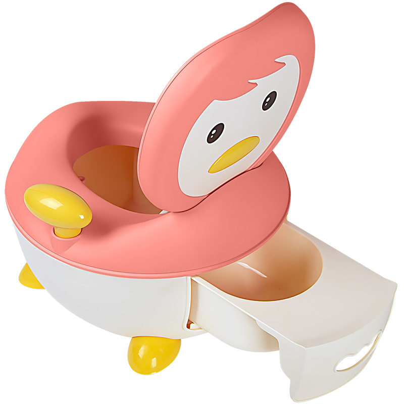 世纪宝贝（babyhood）企鹅儿童坐便器男女宝宝小便盆尿壶1-3-6岁卡通小孩马桶 BH-113 藕粉色