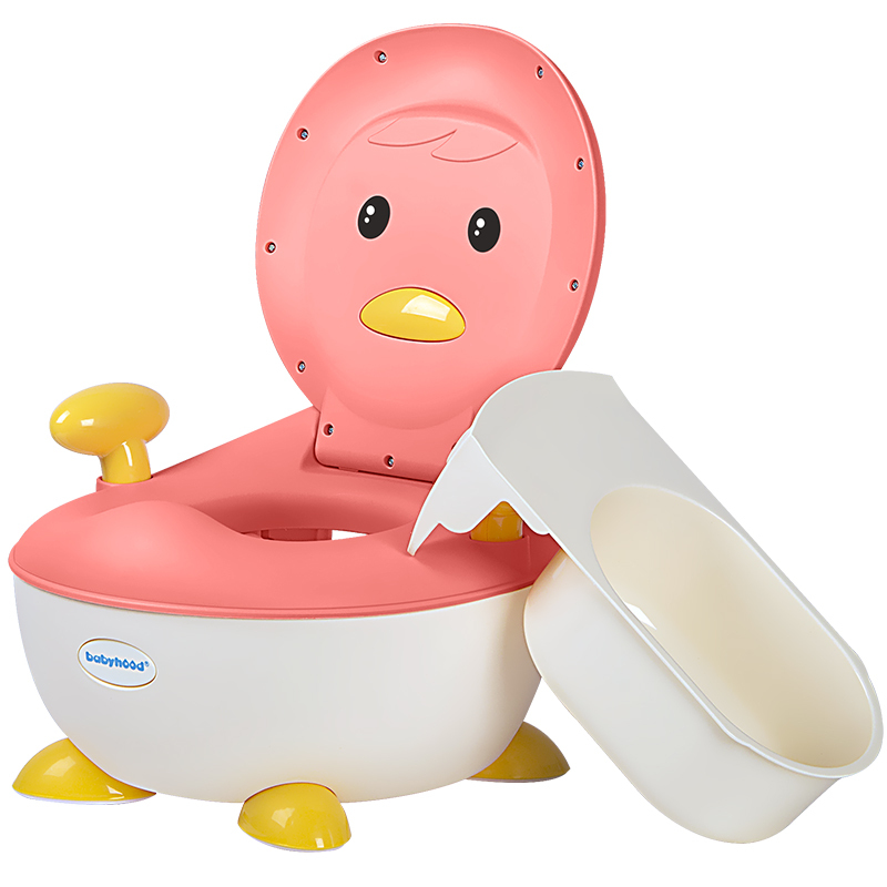 世纪宝贝（babyhood）企鹅儿童坐便器男女宝宝小便盆尿壶1-3-6岁卡通小孩马桶 BH-113 藕粉色