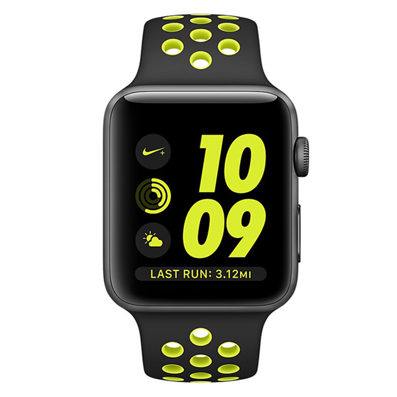 Apple Watch Sport Series 2(38毫米 深空灰色铝金属表壳 黑配荧光黄色 Nike 运动表带)