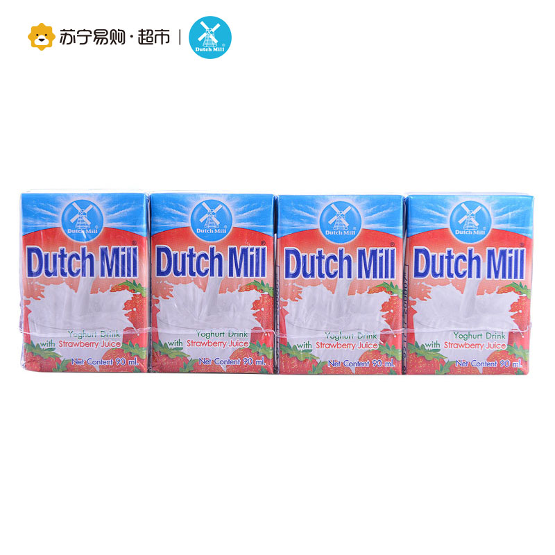 泰国进口 达美(Dutch Mill)草莓味酸奶饮品90ml*4高清大图