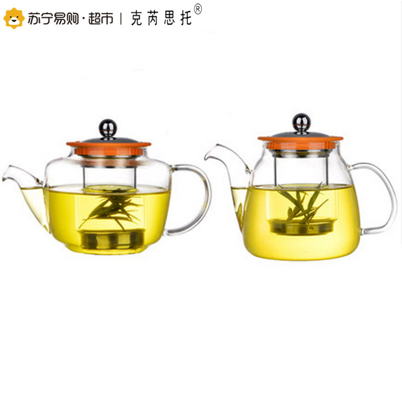 克芮思托 耐热玻璃茶具五件套 防爆裂耐热玻璃花茶壶不锈钢过滤泡茶冲茶器