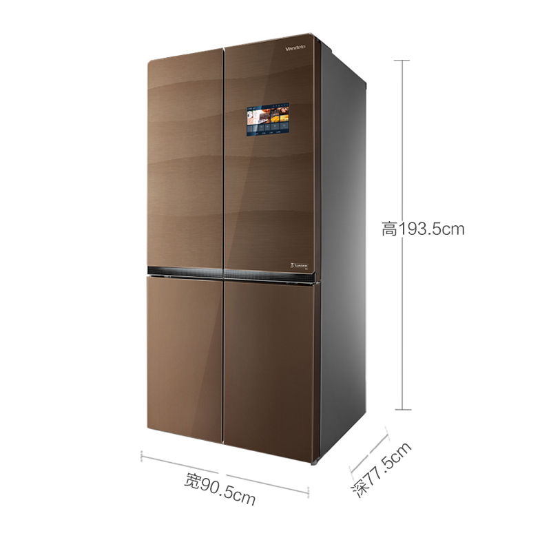 美的冰箱BCD-646WGPZVA格调咖 大屏智能 风冷无霜 变频节能 电脑控温 家用多门冰箱十字对开门冰箱高清大图