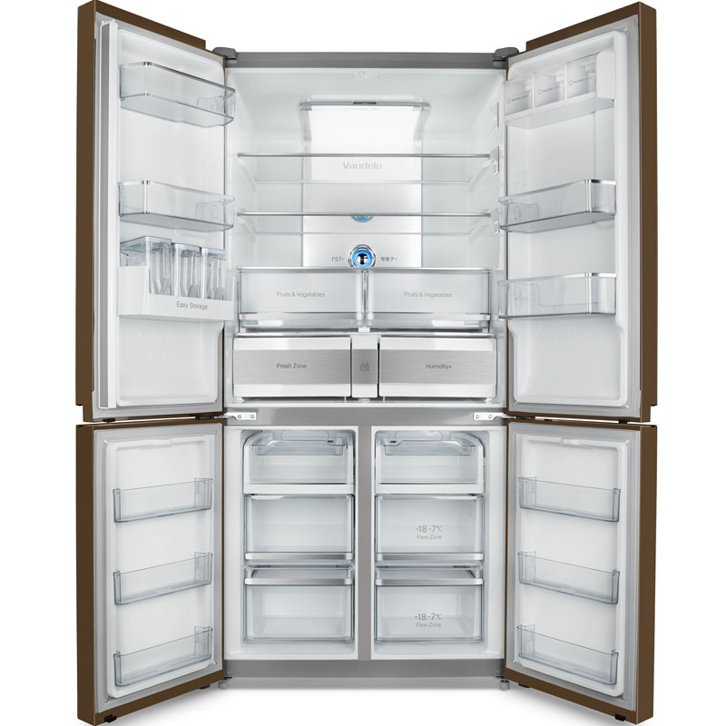 美的冰箱BCD-646WGPZVA格调咖 大屏智能 风冷无霜 变频节能 电脑控温 家用多门冰箱十字对开门冰箱高清大图
