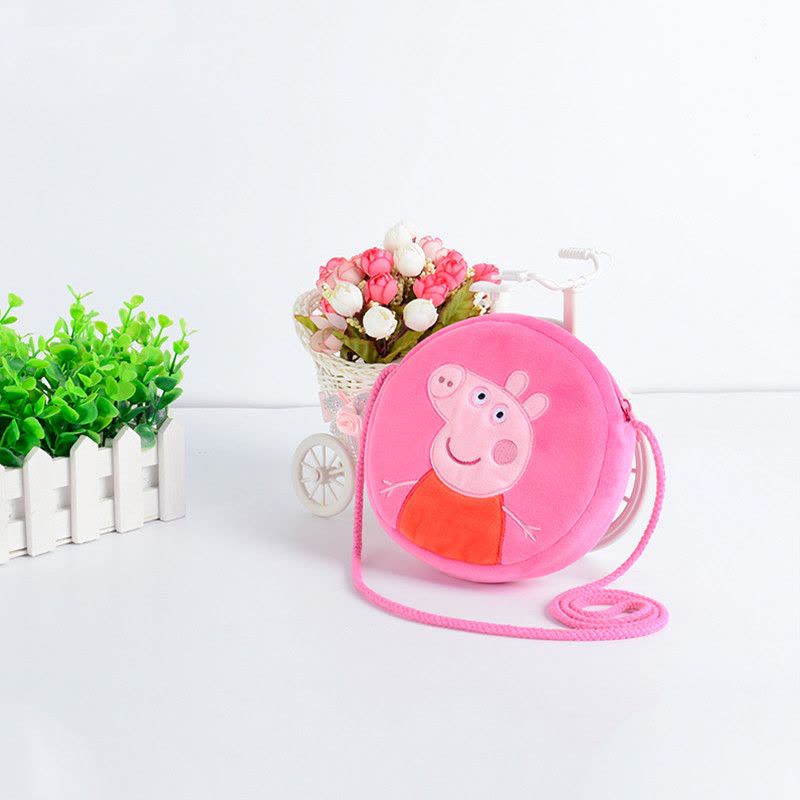 小猪佩奇Peppa Pig毛绒玩具佩佩圆形钱包 16cm图片