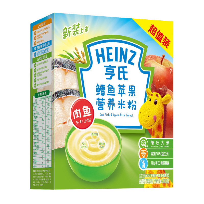 Heinz亨氏鳕鱼苹果营养米粉400g