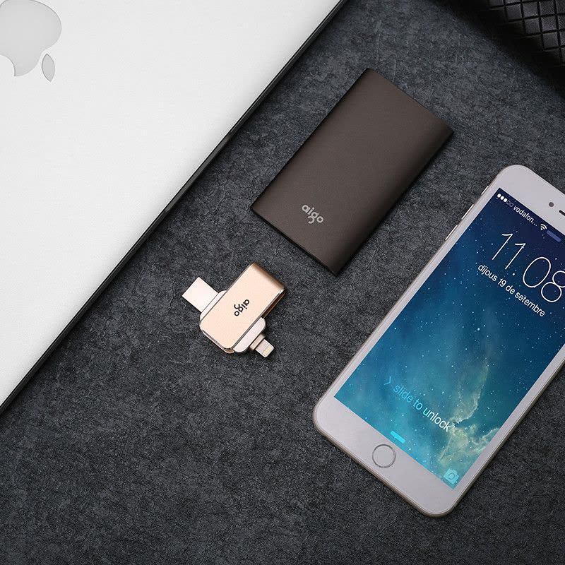爱国者(aigo)64G苹果手机U盘USB3.0苹果官方MFI认证 iPhone和iPad双接口手机电脑用 金色图片