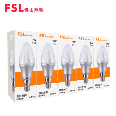 FSL佛山照明 LED灯泡E14螺口尖泡拉尾泡3W家用水晶灯光源