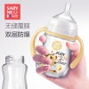 尚恩宽口全坑体带手柄自动吸玻璃生态奶瓶180ML-熟褐色