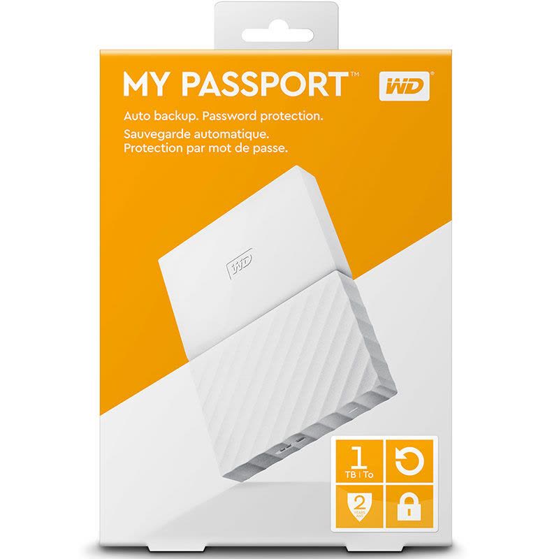 西部数据(WD)My Passport 1TB2.5英寸USB3.0闪耀白移动硬盘 WDBYNN0010BWT-CESN图片