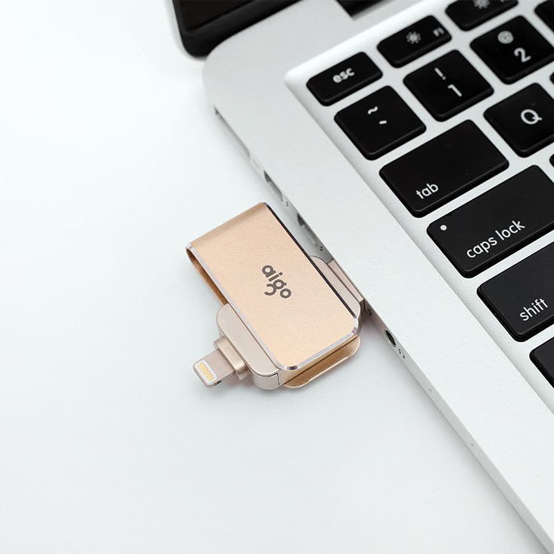 爱国者（aigo）32G苹果手机U盘USB3.0苹果官方MFI认证 iPhone和iPad双接口手机电脑用 金色图片