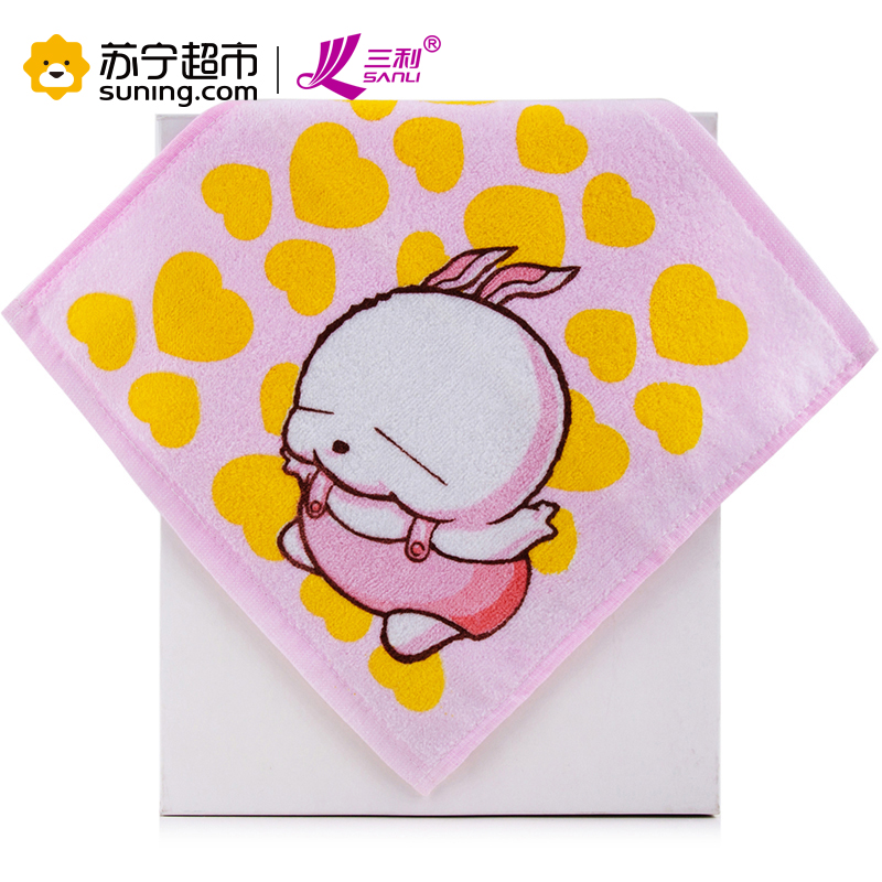 三利 纯棉毛巾 流氓兔卡通印花多用途方巾 超柔口水巾 强吸水擦汗巾 6条装 23x23cm 混色