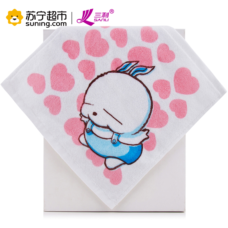 三利 纯棉毛巾 流氓兔卡通印花多用途方巾 超柔口水巾 强吸水擦汗巾 6条装 23x23cm 混色