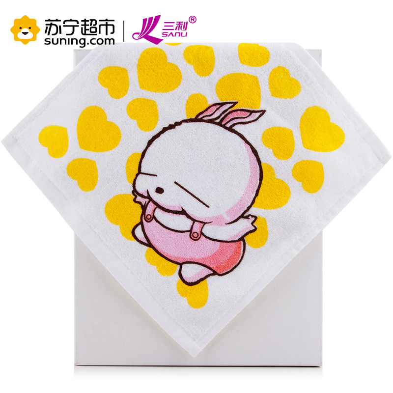 三利 纯棉毛巾 流氓兔卡通印花多用途方巾 超柔口水巾 强吸水擦汗巾 6条装 23x23cm 混色