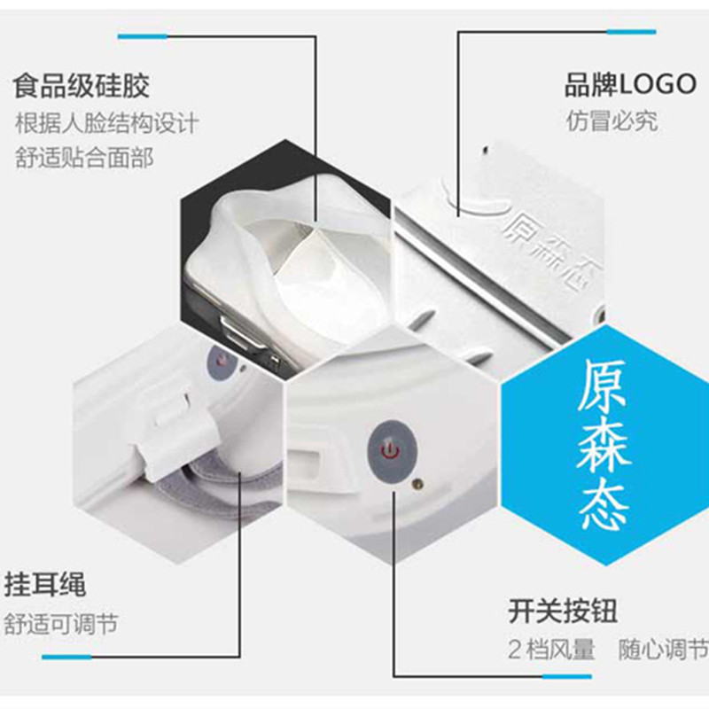 原森态空气净化器动力防护口罩主动送风式 防雾霾粉尘甲醛烟雾尾气 PM2.5 专业防护 高效过滤