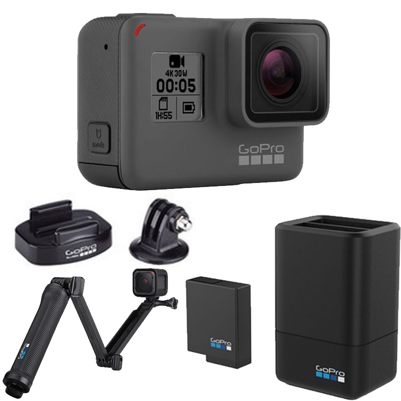 GoPro HERO 5 Black运动摄像机 (含家庭户外旅行通用版配件套包) 4K视频 10米防水 触摸屏高清大图