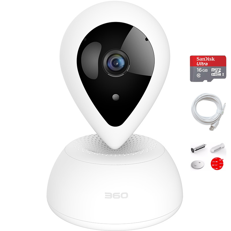 360智能摄像机悬浮1080P版 D618 16G豪华套装 高清夜视 WIFI摄像头 双向通话 人脸识别 语音交互 白色
