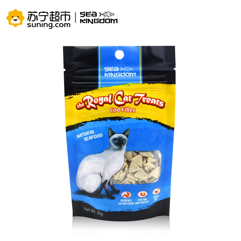 海鲜王国（Sea Kingdom）宠物猫咪猫零食（鳕鱼切片）30g