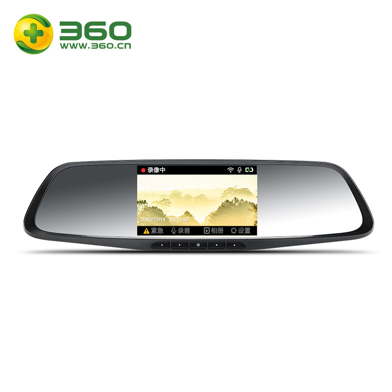 360行车记录仪后视镜版 J521 64G机卡套装 5.0英寸高清大屏 广角星光夜视 智能手势拍照 停车监控 wifi