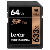 雷克沙Lexar SD卡64GB 633X读95MB/s写20MB/s相机存储卡