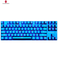 雷神K750B 蓝血人机械键盘全铝合金键身RGB幻彩背光 电镀键帽 宝石蓝 黑轴 87键 吃鸡键盘