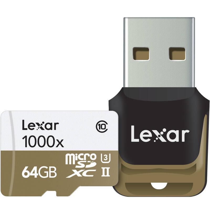 雷克沙Lexar TF卡64GB 1000X读150MB/s写45MB/s无人机运动相机手机存储卡(配读卡器)