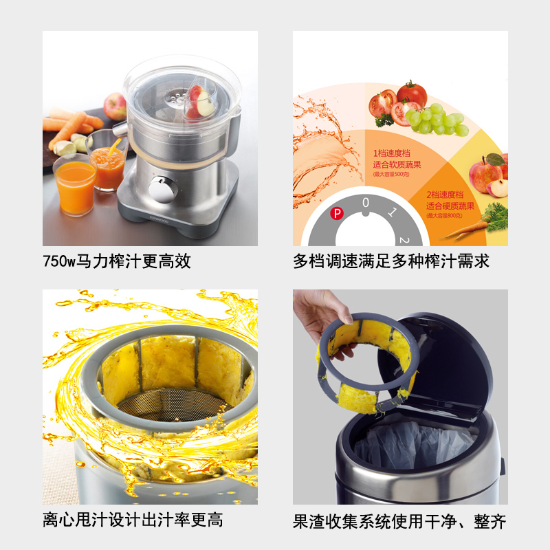 凯伍德(KENWOOD)FPM256 离心甩汁机 榨汁机 家用果汁机