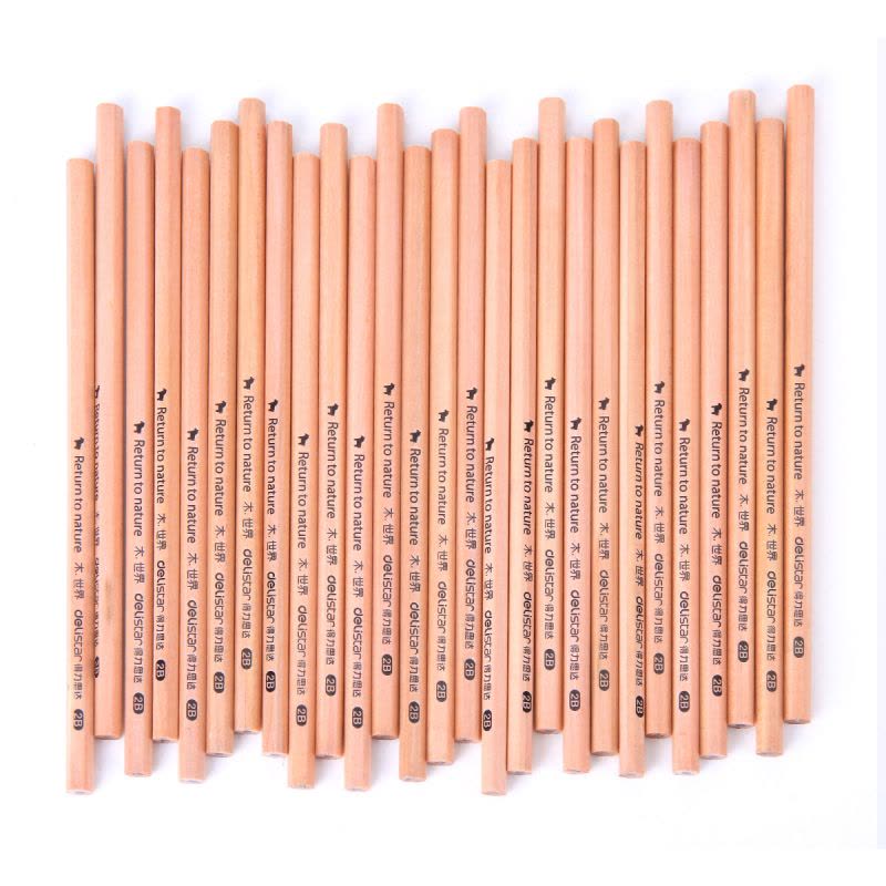 得力deliS907木世界系列六角笔杆原木2B铅笔/考试专用学生铅笔图片