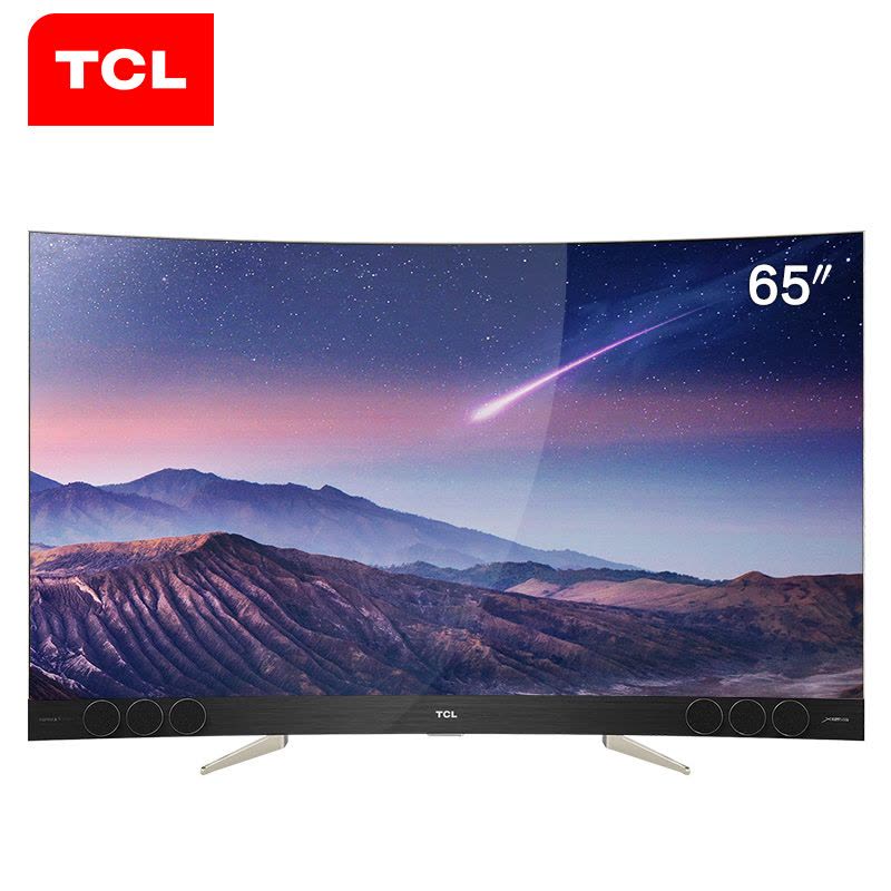 TCL 65X3 65英寸 4K超高清 内置哈曼卡顿音响 纤薄曲面量子点电视（金色）图片