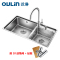 [苏宁自营]欧琳Oulin不锈钢水槽+龙头套餐 优质304不锈钢厨房水槽双槽洗菜盆OLYD8245+OL-CFX001